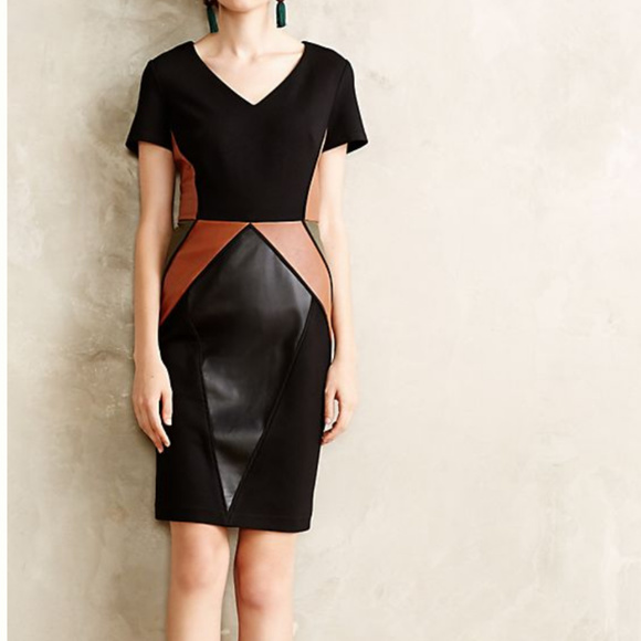 Anthropologie Dresses & Skirts - Anthropologie Maeve vegan leather panel dress Sz 8